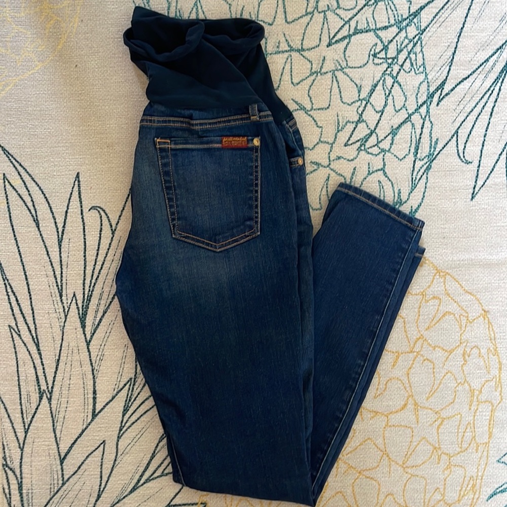 7 FOR ALL MANKIND SECRET FIT BELLY B(AIR) ANKLE SKINNY MATERNITY JEANS